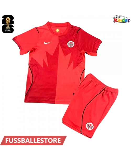 Günstige Kanada Heimtrikotsatz Kinder WM 2026 Kurzarm (+ Kurze Hosen)